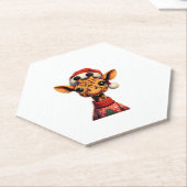 Niedlicher Cartoon Giraffe mit Weihnachtsmannmütze Untersetzer (angewinkelt)