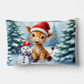 Niedlicher Cartoon Giraffe mit Weihnachtsmannmütze Zubehörtasche (Rückseite)