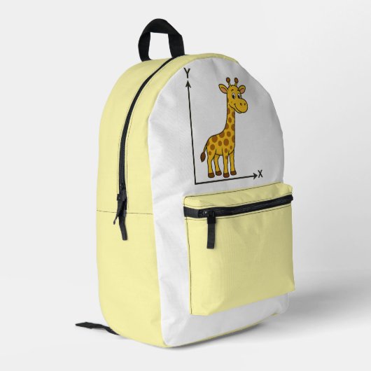 Niedlicher Cartoon Giraffe über Mathe X-Y-Achse Bedruckter Rucksack (Rückseitige Ecke links)