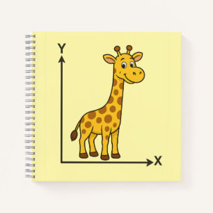 Niedlicher Cartoon Giraffe über Mathe X-Y-Achse Notizblock