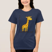Niedlicher Cartoon Giraffe über Mathe X-Y-Achse Tri-Blend Shirt (Vorderseite)
