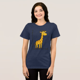 Niedlicher Cartoon Giraffe über Mathe X-Y-Achse Tri-Blend Shirt