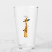 Niedlicher Cartoon Giraffe und Blauer Blume Glass  Glas (Rückseite)