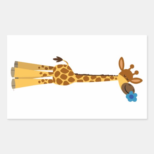 Niedlicher Cartoon Giraffe und Blume-Aufkleber Rechteckiger Aufkleber (Vorderseite)