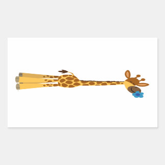 Niedlicher Cartoon Giraffe und Blume-Aufkleber Rechteckiger Aufkleber