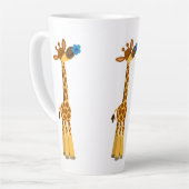 Niedlicher Cartoon Giraffe und Blume Latte Tasse (Linke Ecke)