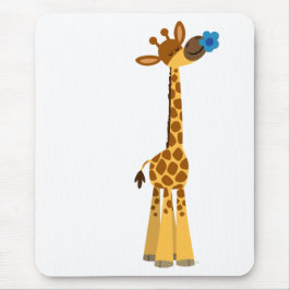 Niedlicher Cartoon Giraffe und Blume Mousepad