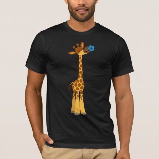 Niedlicher Cartoon Giraffe und Blume T - Shirt (Vorderseite)
