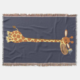 Niedlicher Cartoon Giraffe und Freund Decke