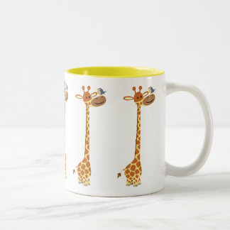 Niedlicher Cartoon Giraffe und Freund Zweifarbige Tasse
