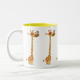 Niedlicher Cartoon Giraffe und Freund Zweifarbige Tasse