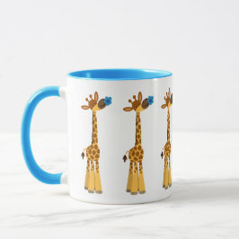 Niedlicher Cartoon Giraffe und Tasse der Blauen Bl