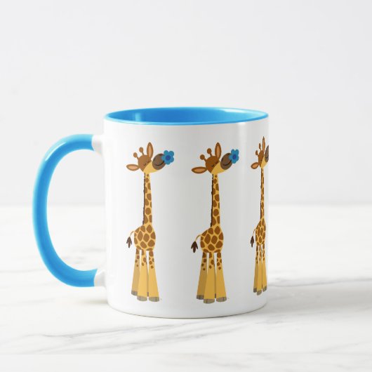 Niedlicher Cartoon Giraffe und Tasse der Blauen Bl (Links)