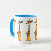 Niedlicher Cartoon Giraffe und Tasse der Blauen Bl (Vorderseite Links)