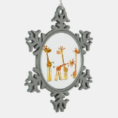 Niedlicher Cartoon Giraffen: Die Herdzinnschmuck Schneeflocken Zinn-Ornament (Links)