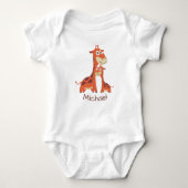 Niedlicher Cartoon Giraffen Personalisiert Baby Strampler (Vorderseite)