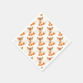 Niedlicher Cartoon Girl Fox Pup mit Blume Serviette (Ecke)