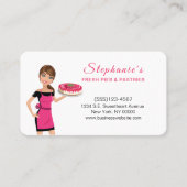 Niedlicher Cartoon Girl Holding Cake Food Bäckerei Visitenkarte (Vorderseite)