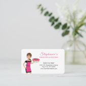 Niedlicher Cartoon Girl Holding Cake Food Bäckerei Visitenkarte (Stehend Vorderseite)