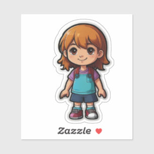 Niedlicher Cartoon Girl Sticker - Ideal für Kinder