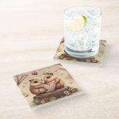 Niedlicher Cartoon Glasuntersetzer (Schrägansicht)