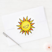 Niedlicher Cartoon glücklich lächelnd Sommersonne Runder Aufkleber (Umschlag)
