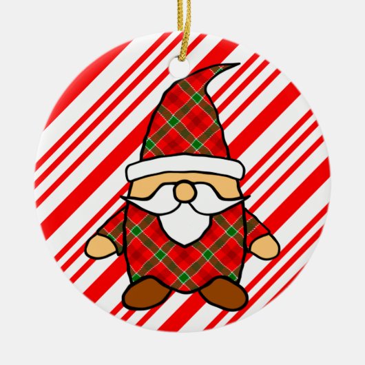 Niedlicher Cartoon Gnome Candy Cane Zeichnend Keramik Ornament (Vorne)