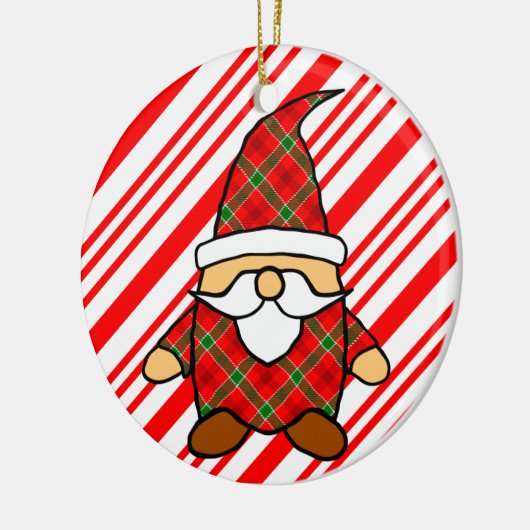 Niedlicher Cartoon Gnome Candy Cane Zeichnend Keramik Ornament (Links)