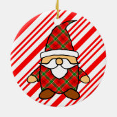 Niedlicher Cartoon Gnome Candy Cane Zeichnend Keramik Ornament (Hinten)
