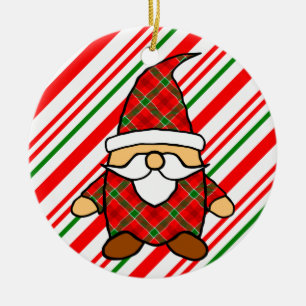Niedlicher Cartoon Gnome Candy Cane Zeichnend Keramik Ornament