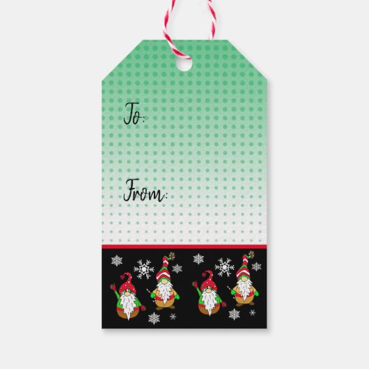 Niedlicher Cartoon Gnome und Schneeflocken Weihnac Geschenkanhänger (Rückseite)