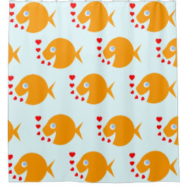 Niedlicher Cartoon Goldfish Blown Kisses Kinder Duschvorhang