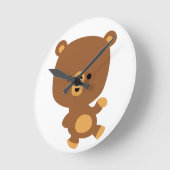 Niedlicher Cartoon "Good Vibe" Bärenhalle Runde Wanduhr (Winkel)