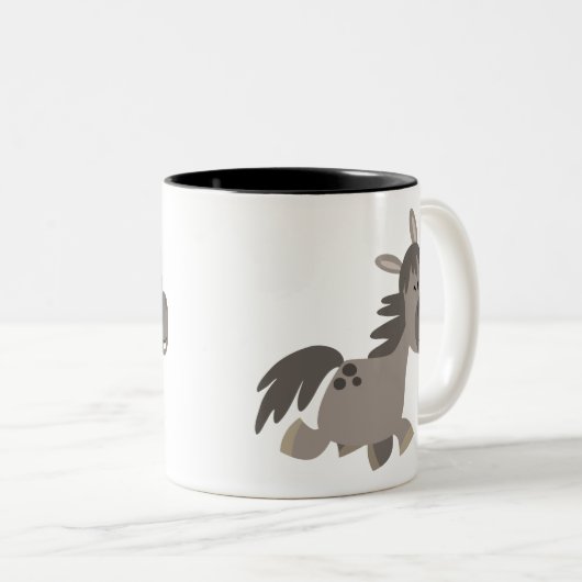 Niedlicher Cartoon Gray Pony Zweifarbige Tasse (VorderseiteRechts)