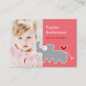 Niedlicher Cartoon Gray Rhinoceros Foto Kinderspie Telefonnummerkarte (Vorderseite)