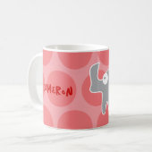 Niedlicher Cartoon Gray Rhinoceros & Fun Dots Kind Kaffeetasse (Vorderseite Links)
