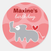 Niedlicher Cartoon Gray Rhinoceros Kinderparty Runder Aufkleber (Vorderseite)