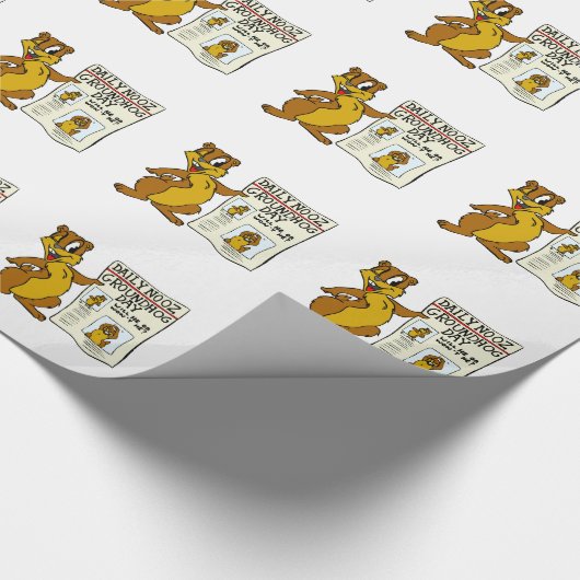 Niedlicher Cartoon Groundhog mit Groundhog Tag Geschenkpapier (Ecke)