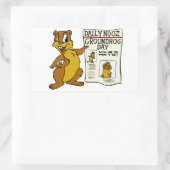 Niedlicher Cartoon Groundhog w/Groundhog Day Newpa Rechteckiger Aufkleber (Tasche)
