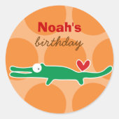 Niedlicher Cartoon Grüne Alligator Kinderpartei Runder Aufkleber (Vorderseite)