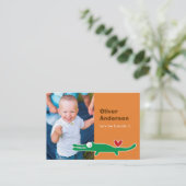 Niedlicher Cartoon Grüner Alligator Foto Kinderspi Telefonnummerkarte (Stehend Vorderseite)