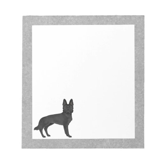 Niedlicher Cartoon GSD Dog Gray Notizblock (Vorderseite)