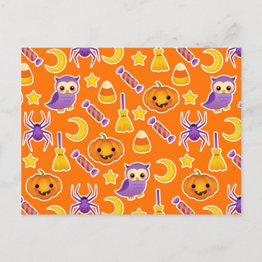 Niedlicher Cartoon Halloween-Design mit Pumpkins Postkarte (Vorderseite)