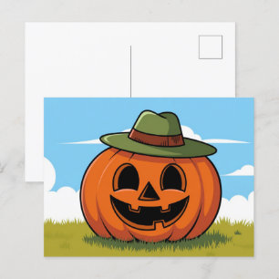 Niedlicher Cartoon Halloween Jack Olantern Feiertagspostkarte