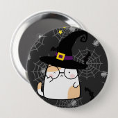 Niedlicher Cartoon Halloween Katze mit Brille Button (Vorne & Hinten)