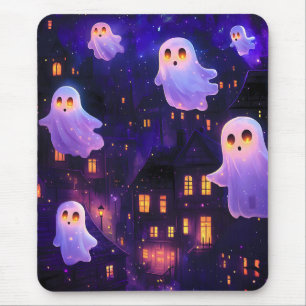 Niedlicher Cartoon Halloween Mitternachtsflieger Mousepad