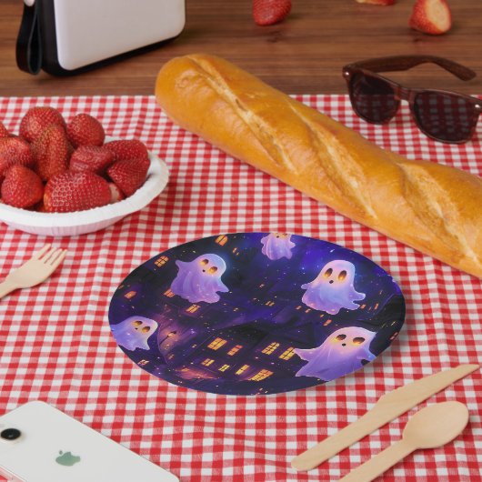 Niedlicher Cartoon Halloween Mitternachtsflieger Pappteller (Picknick)