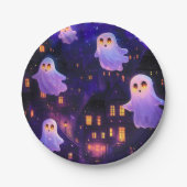 Niedlicher Cartoon Halloween Mitternachtsflieger Pappteller (Vorderseite)
