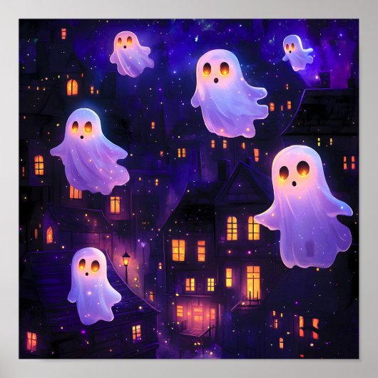 Niedlicher Cartoon Halloween Mitternachtsflieger Poster (Vorne)