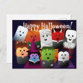 Niedlicher Cartoon Halloween-Monster Postkarte (Vorne/Hinten)